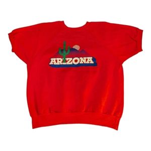Vintage U.S.A. Cayenne Summer Red Arizona Saguaro SS Sweatshirt Women's X-Large